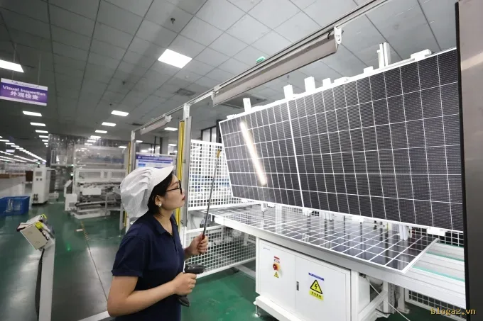 Sản xuất mô-đun quang điện tại Liên Vân Cảng, tỉnh Giang Tô, ngày 24/6/2024. Ảnh: AFP
