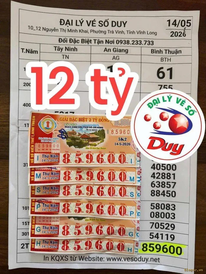 Giải độc đắc của vé số Bình Thuận cũng trúng tại tỉnh Vĩnh Long. Ảnh: ĐLVS Duy