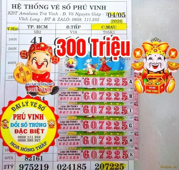 Giải an ủi của vé số Cà Mau trúng tại tỉnh Vĩnh Long. Ảnh: ĐLVS Phú Vinh