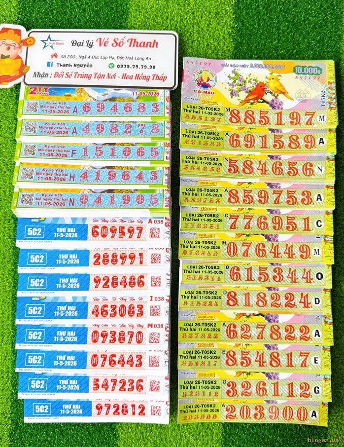 Xổ số miền Nam ngày 11-5 sẽ mở thưởng đối với vé số của 3 đài là TPHCM, Cà Mau và Đồng Tháp. Ảnh: ĐLVS Thanh