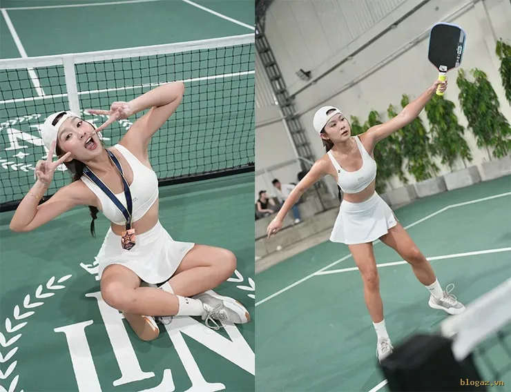 Hot girl "vén váy" chinh phục giải Pickleball toàn sao, Á hậu Ánh Vương say mê bộ môn mới