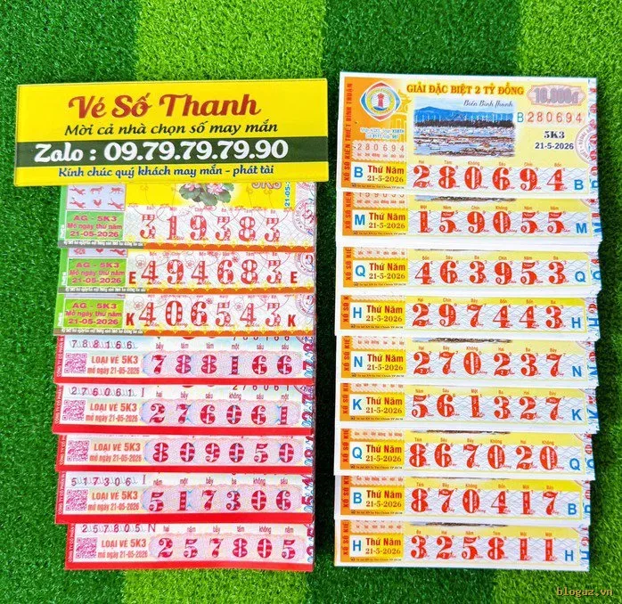 Xổ số miền Nam ngày 21-5 sẽ mở thưởng đối với vé số của 3 đài là Tây Ninh, An Giang và Bình Thuận. Ảnh: ĐLVS Thanh